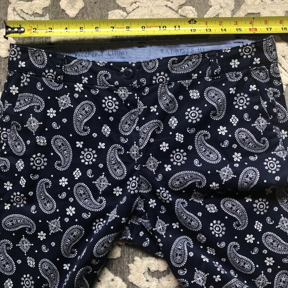 Talbots, The Weekend Chinos, Dark Blue w/White Paisley Print, Size 10 - Picture 7 of 9